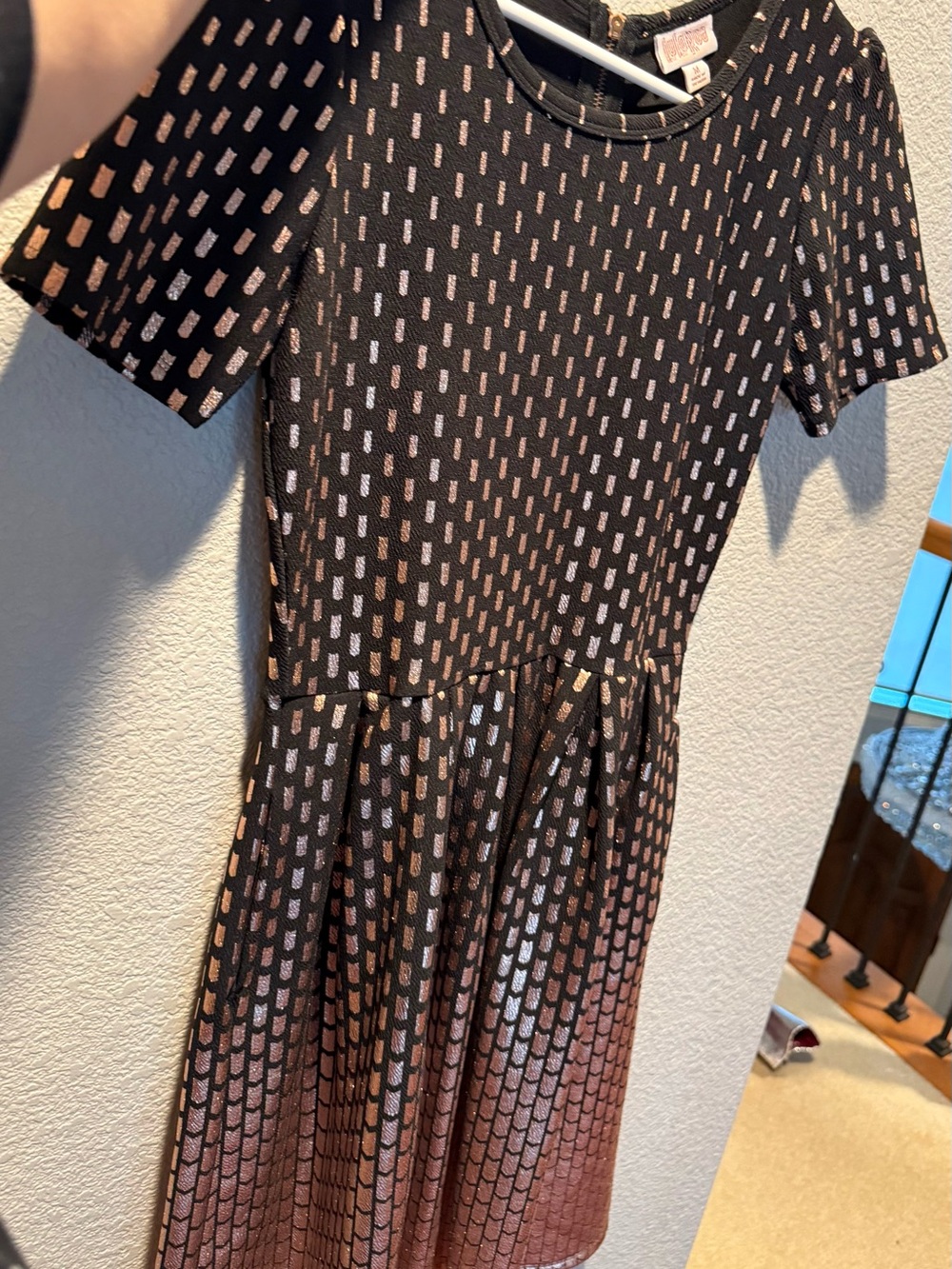 LuLaRoe Black Dress with Rose Gold Accent